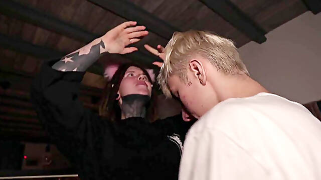 A Guy Fucked A Twink And A Tattooed Girl Rough At A Party.