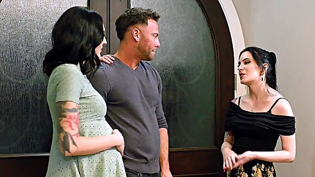 Wife's naughty plan: Brunettes Seth & Anna seduce Charlotte in lacy lingerie