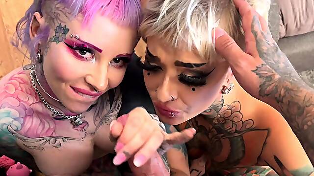 POV blowjob footjob handjob with Karla Kush eating cum