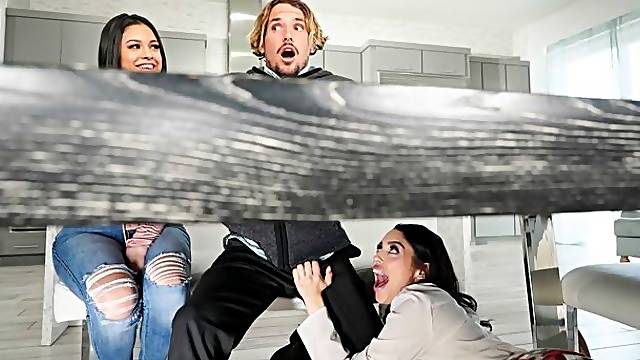 Interracial FFM threesome with Serena Santos and Vanessa Sky