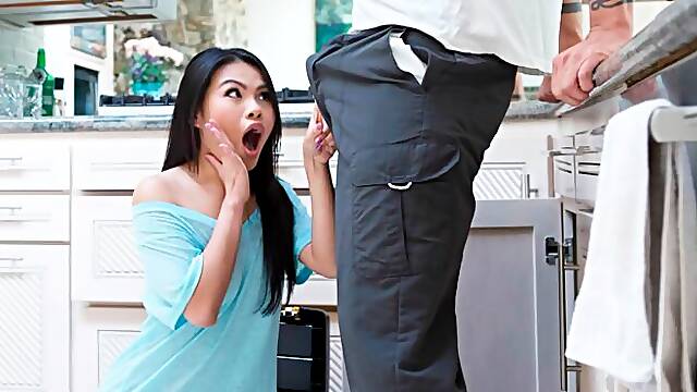 Petite Asian Stuffed with Cock