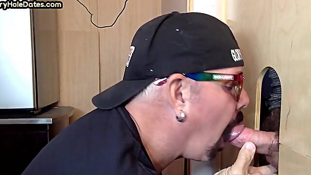 Gloryhole amateur DILF gets fucked in asshole after BJ