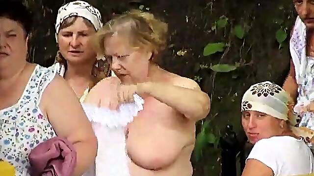 Grannies in See Through Clothes Public Bathing - Voyeur