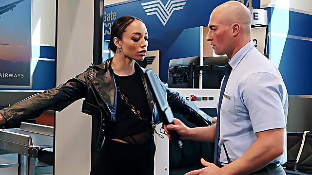 Airport security decides to fuck this premium female before letting her pass