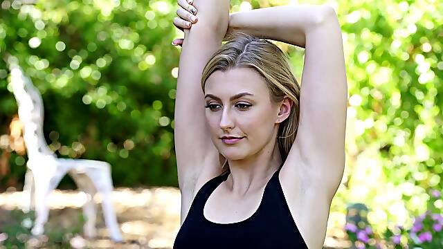 Restless couch sex for a teen blonde with dirty desires on her mind