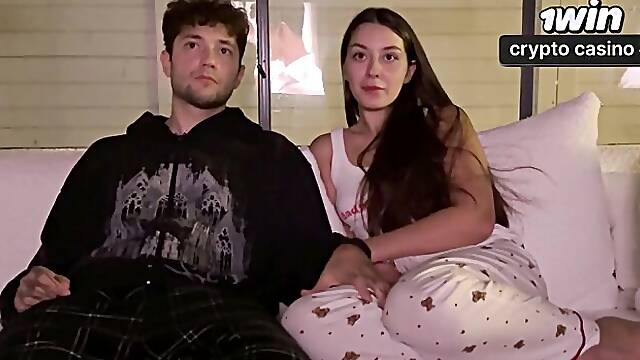 Step Sis get Horny from Movie and Cant Resist Sex with Stepbrother - Rough F...