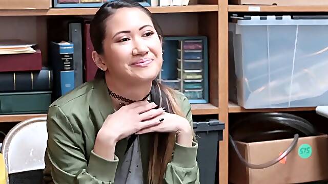 Known crook Jade Noir taken to the back room for a undress search