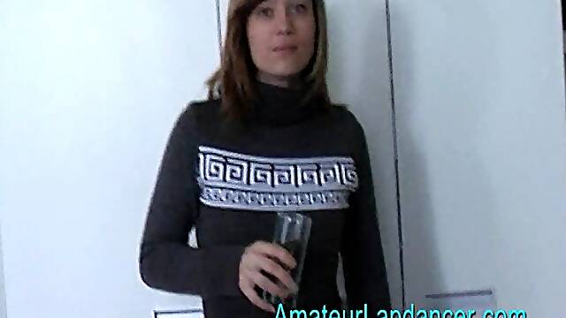 A nervous shy blonde beautiful lapdancer