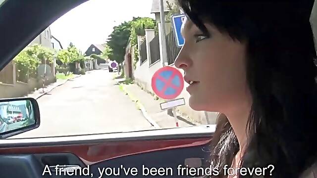 Stranded babe sucking and fucking in the car. Hitchhiking stranded babe sucking and fucking in the car