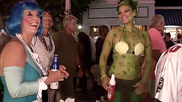 Random hot chicks flashing tits and ass in public,