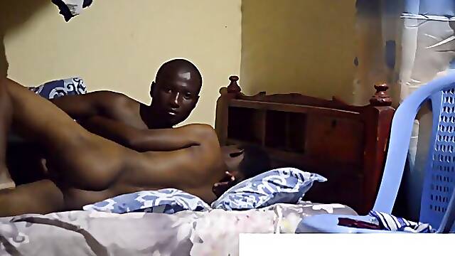 Fucking black skinny African MILF's hairy pussy