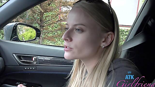 Skinny blondie Paris White shows her hard nipples and sexy jeans