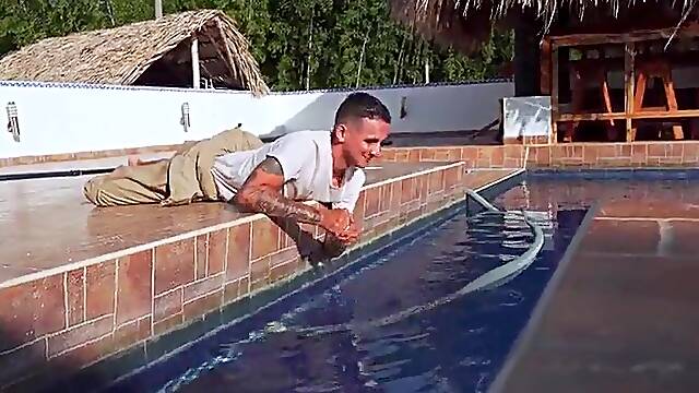 Colombian mother Id like to fuck Black Bangs My Spouses Youthful Worker Outdoors by the Pool at Her Abode