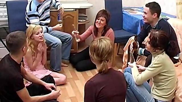 Russian teens play spin the bottle