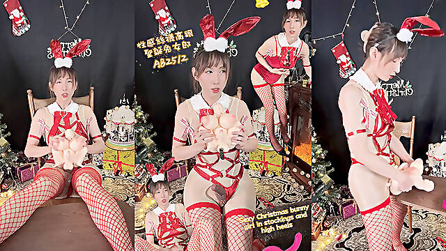 AB2512 Sexy Christmas Bunny Girl in stockings and high heels