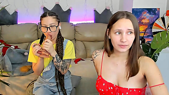 2 whores had a job interview over a video call and began to undress to pass it