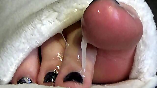 White Slipper Footjob