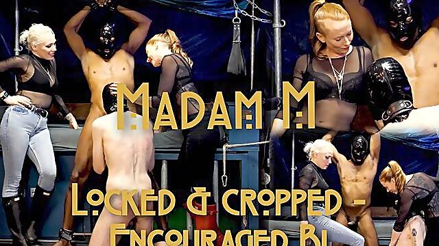 Locked & cropped, double Domme, bisexual encouragement & humiliation with mouth wide 4K version