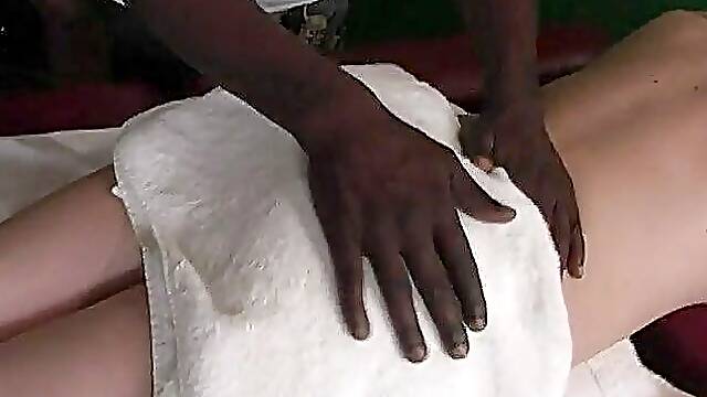 Cuckold in chastity device waits to eat black cum from Candy Monnroe's body