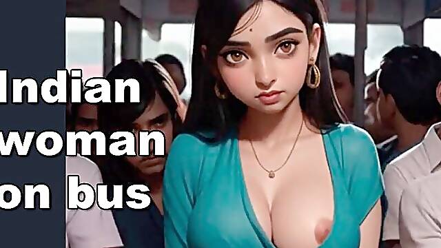 Indian Woman on the Bus. Desi College Girls Rides the Bus and Gets Fucked by a Gangbang. Cum on Face and Sari. Public Gangbang.