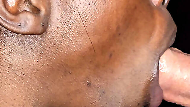 Close up Playing a White Dick by an Ebony Mouth